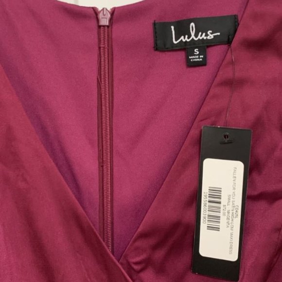 Lulus Fallen for You Satin High-Low Dress - Size Small - BRAND NEW - Magenta - Picture 8 of 8